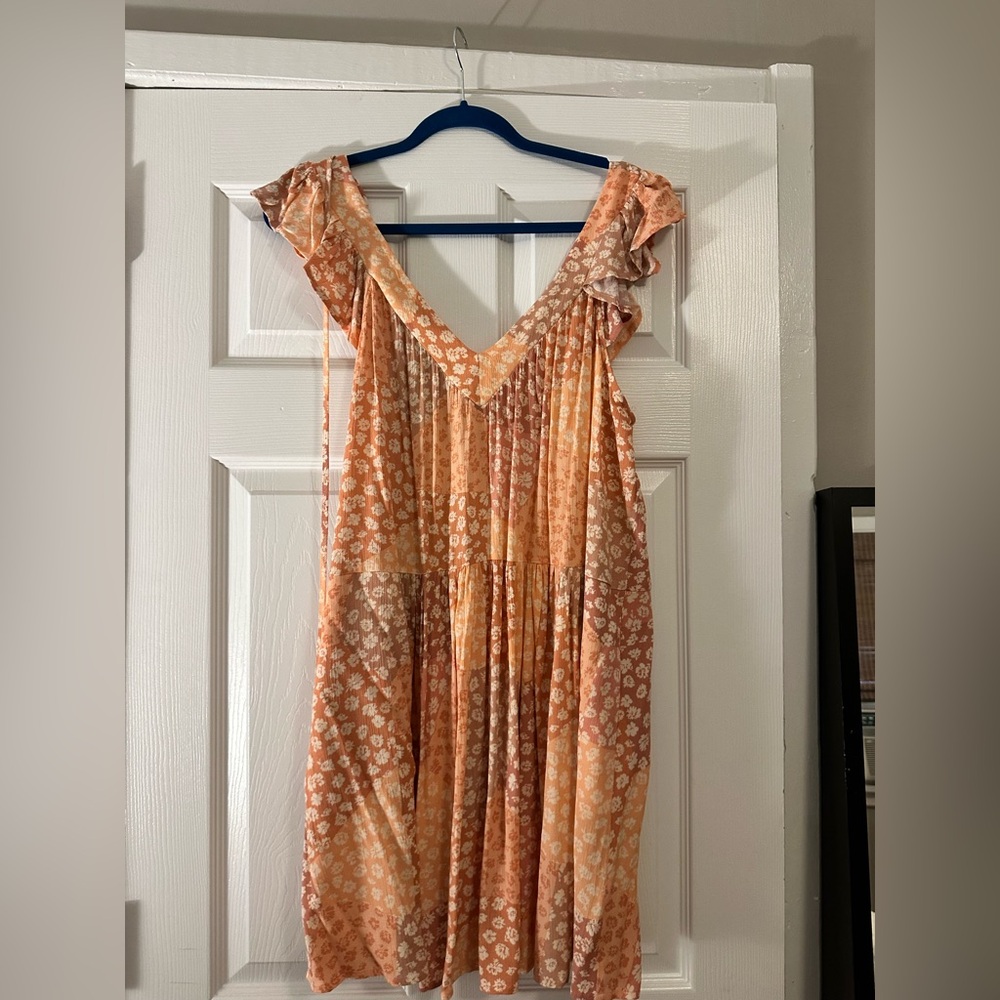 Elegant Orange Floral Women's Dress